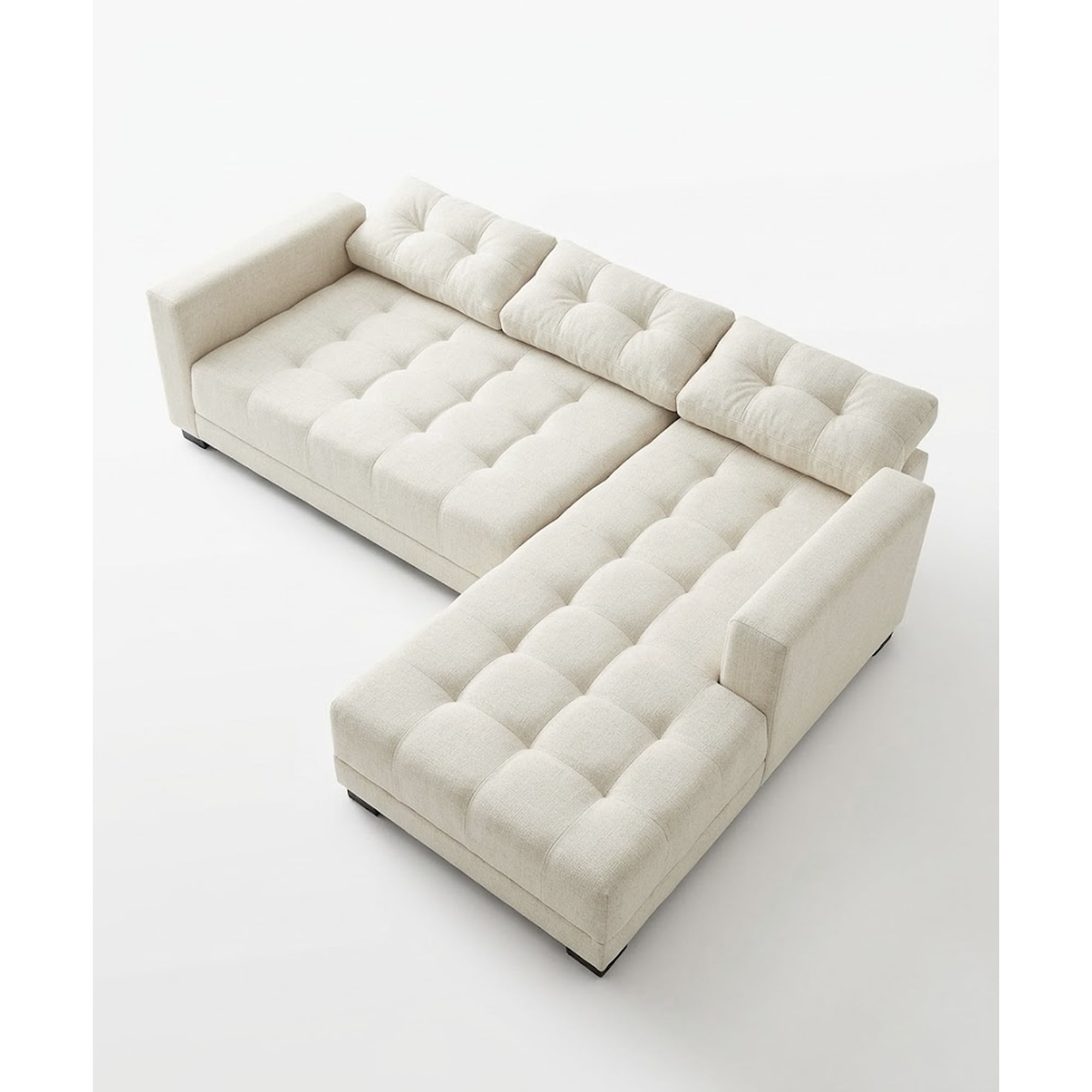 Home V Ele - Sofá 3 Cuerpos Reclinable En L, Blanco Crudo En Lino