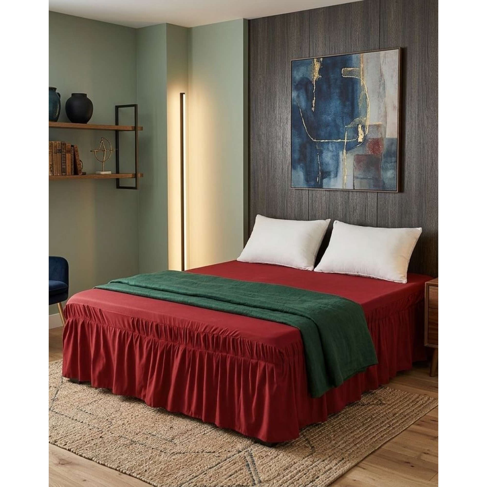 Mylhogar - Faldon De Cama Con Plisado Elegante Super King