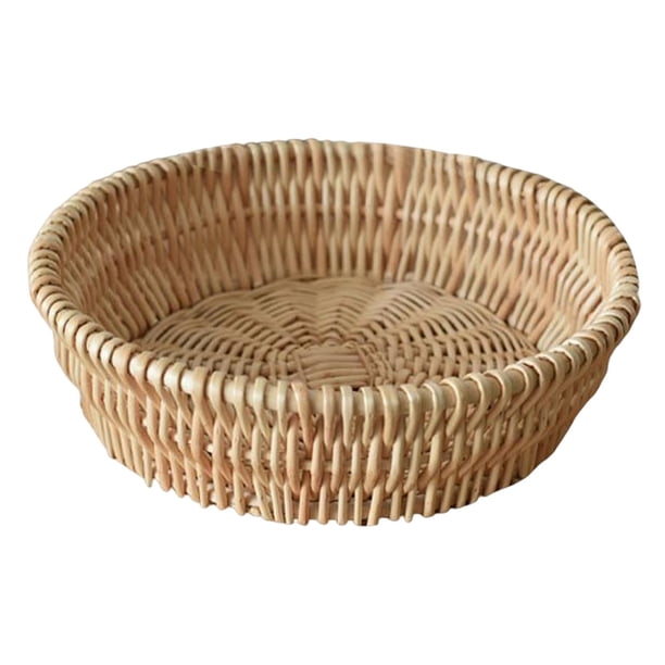 Cesta De Mimbre Hecha A Mano, Organizador De Mesa, Cesta De Pan De Mimbre Para Fiesta De Boda, 25cm