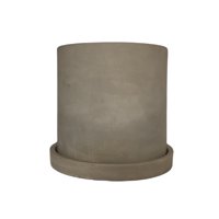 Decogreen - Macetero Cemento Cilindro Con Plato 15X15Cm