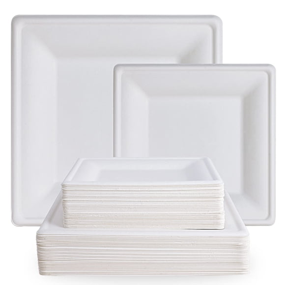 Platos De Papel Compostables 120 Paquete De 25 Cm Y 20 Cm