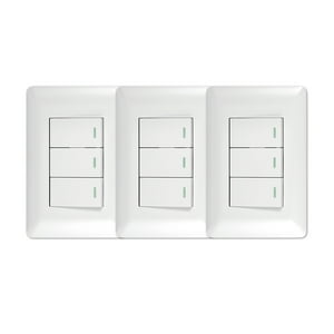 Genérico - Pack 3 Interruptor Triple 9/12 10A 250V Blanco