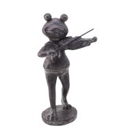 Magideal - Estatua De Rana De Jardín Que Toca El Violín, Figura Decorativa Para El Hogar, Escultura De Animal De Resina Para El Patio, Estantería De Inauguración