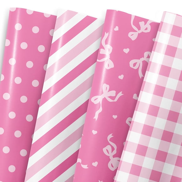 Papel de regalo MotiGiftie 8 hojas 51 × 71 cm con diseño de lazo rosa