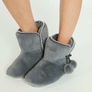 Bbz Barbizon - Pantufla De Mujer Bota Home Gris Claro