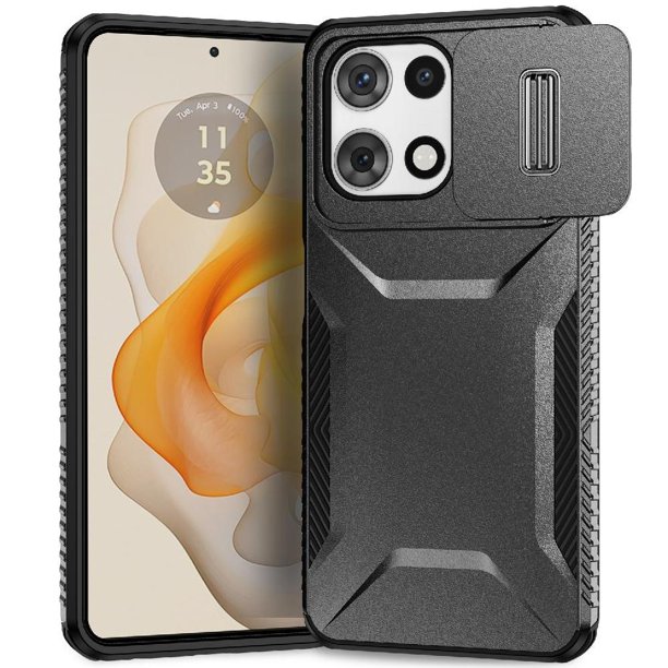 Funda Resistente para Motorola Moto G 5G 2025 con Tapa Deslizante y Protección Militar Negro