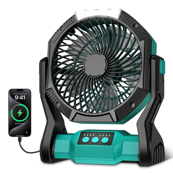 Ventilador portátil Aynvixt de 20 000 mAh recargable con luz LED azul