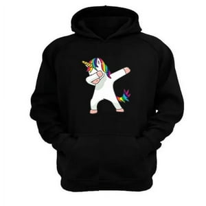 Genérico - Polerón Canguro Unicornio Negro Talla Xs Unisex