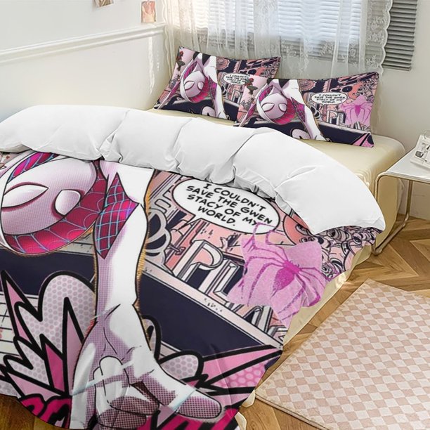 Spider-Man 3-Piece Twin Bed Set - Includes 1 Single Quilt And 2 Pillow Cases Bedding - Fade Resistant Microfiber - Spider