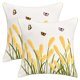 thumbnail image 1 of REGALWOVEN 2 Paquetes de Fundas de Almohada Decorativas de Algodón Boho Bordado de Plantas Funda de Almohada Cuadrada Suave para Sofá Dormitorio Sala de Estar Amarillo 18" x 18", 1 of 7