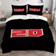 thumbnail image 1 of This Bedding Set Features a Modern High-Tech Design with a Red And White 2D Geometric Logo. The Soft And Comfortable Bedding Set, 1 of 5