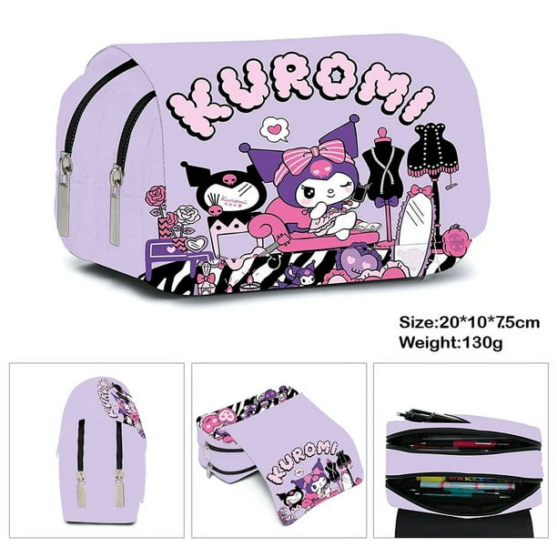 MINISO Printing Kuromi Double-layer Pencil Bag Primary and Secondary School Students Cartoon Pencil Bag Mochila Children's Gifts