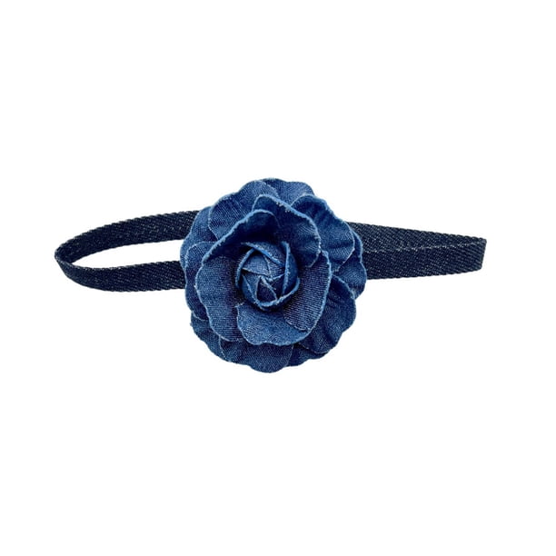 Gargantilla de flores azules Gargantilla de flores azules Elegante vestido retro Joyería Mujer Collar de flores azules Banda para el cuello para acces Florón