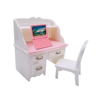 Bothyi - Silla De Escritorio En Miniatura Para Casa De Muñecas Para Decoración De Sala De Estar Con Computadora Portátil Rosa