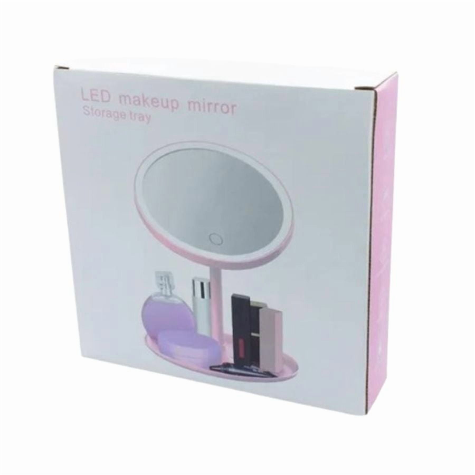 Aventura Store - Espejo Maquillaje Tocador Luz Led Plegable Táctil Recargable Rosa