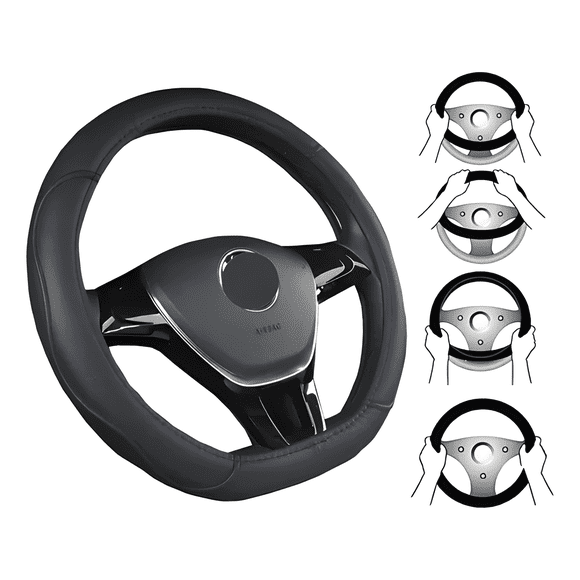 Funda Cubre Volante Tipo D Eco Cuero Antideslizante XL Negro