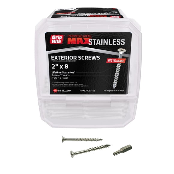 Tornillos Grip‑Rite #8 x 5 cm acero inoxidable 316