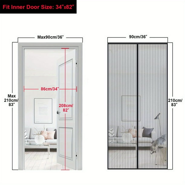 Magnetic Screen Door, Door Screen Magnetic Closure, Heavy Duty Retractable Mesh Screen Door With Magnets Pet Friendly, Anti-mosquito Door Net