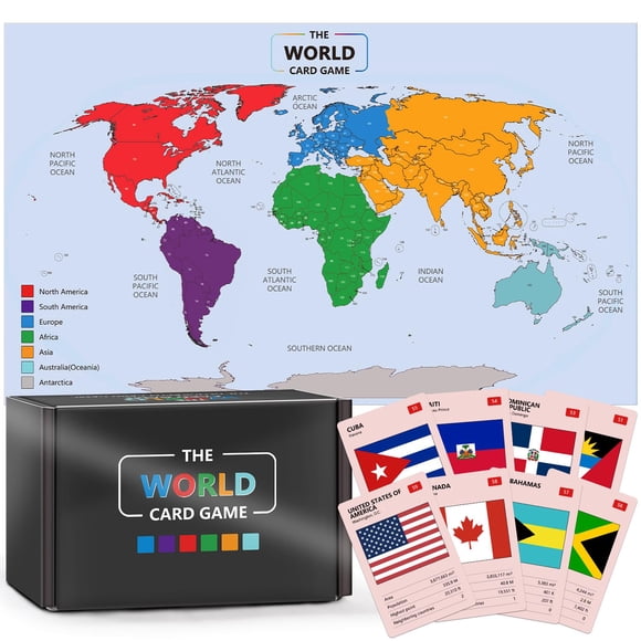 Juego De Mesa De Geografía Juego De Cartas Del Mundo Con Banderas Del Mundo