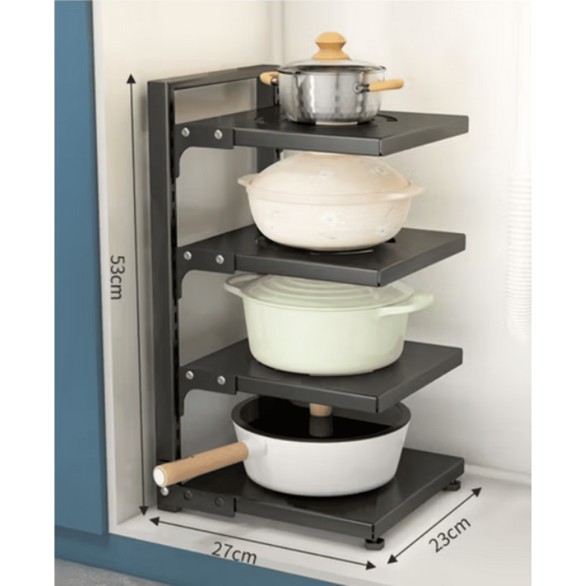 Mundo Shopping - Organizador De Cocina Para Ollas Y Sartenes 4 Niveles Acero
