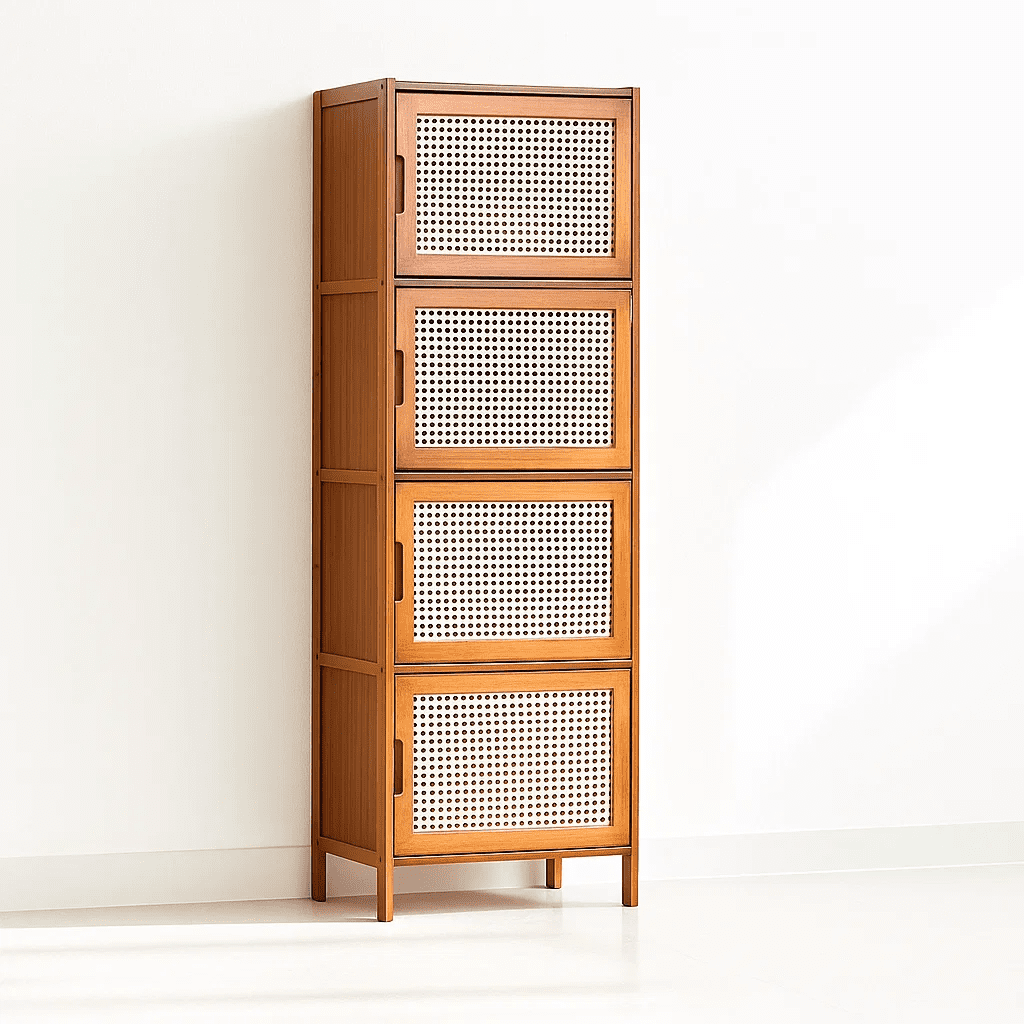 Klik Muebles - Vitrina Ecoluxe De Bambú Y Ratán Sintético 4 Niveles