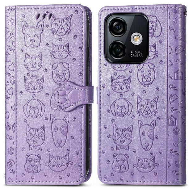 Funda Cartera FOXDOCK para Ulefone Note 18 Ultra , Flip PU con Relieve de Gatos y Perros, Tarjetero y Soporte