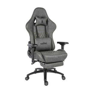 Silla Gamer Oficina Krone Xl Pro Reclinable + Masaje + Apoyapiés Gris