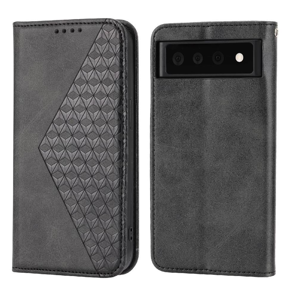 Funda Flip Foxdock Para Google Pixel 6 , Estilo Billetera Con Diseño Rombo, Correa De Mano Y Soporte, Uso Diario