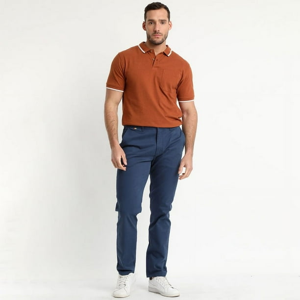 Pantalón Frente Plano Slim Fit Azul