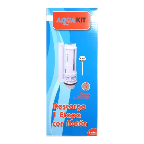 Aquakit - Kit Valvula Descarga Estanque Wc 1 Etapa Con Boton Universal