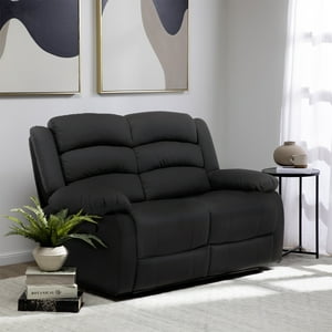 Daniels - Sofá 2 Cuerpos Reclinable Moderno Negro New Praga 8041Lffbk