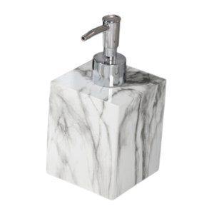 Magideal - Dispensador De Jabón Líquido Para Manos, Dispensador De Jabón Con Textura De Mármol, 400 Ml, Dispensador De Salón, Contenedor De Jabón Con Bomba Durad Cabeza Plateada Blanca