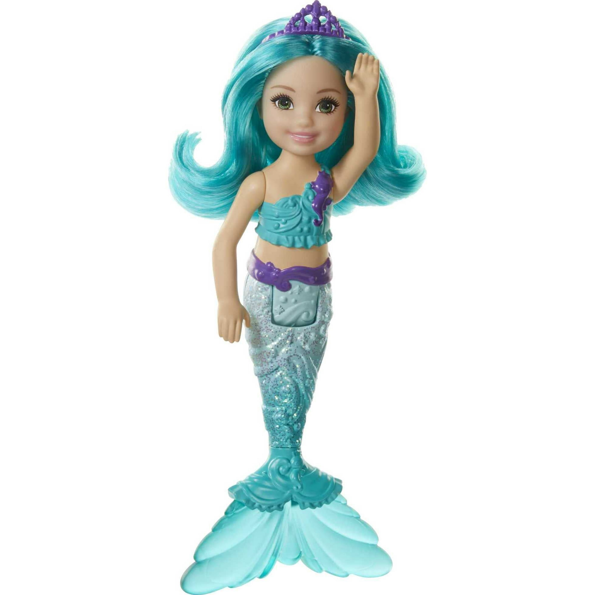 Barbie Dreamtopia Chelsea Mermaid Doll, 6.5 Pulgadas Con Cabello Y Cola Verde Azulado, Gjj Barbie Barbie