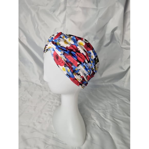 Turbante cintillo clínico lycra flores tricolor