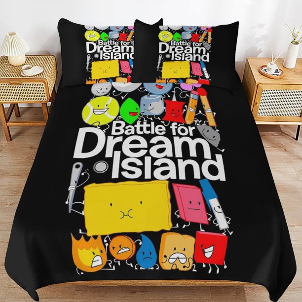 x236 Battle for Dream Island BFDI Bed Duvet Cover Microfiber Bedding Sets 3D Printed Lightweight 3 Piece Comforter Sets, 1 Duvet Cover And 2 Pillow Shams for Kids Boys Girls 79"x90" jn236