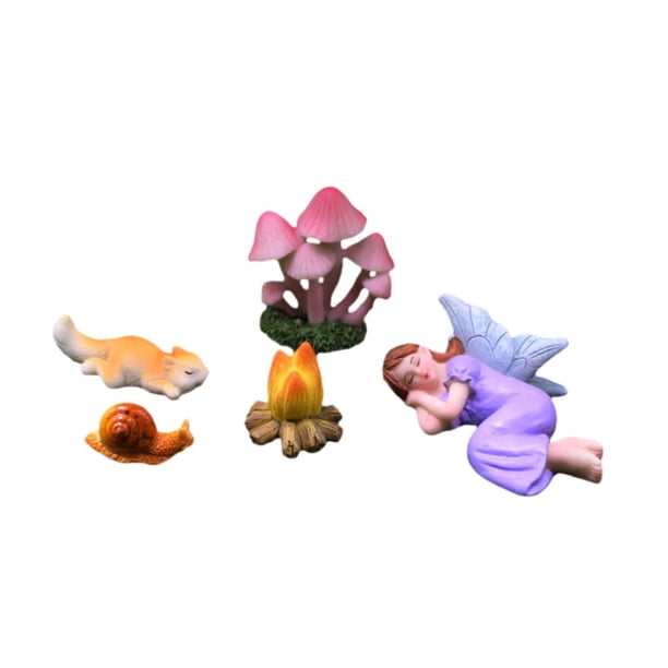 5x Figuras en miniatura Decoración de paisajes Mikro Estatuas de jardín de hadas Decoración de núcleo de flor para Diy Bonsai Craft Aquarium Decoració