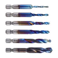 Ioensy - Broca De Combinación De Grifo De Taladro, Broca De Grifo En Espiral Hss Para Taladrar Y Roscar Largo, 6 Uds.