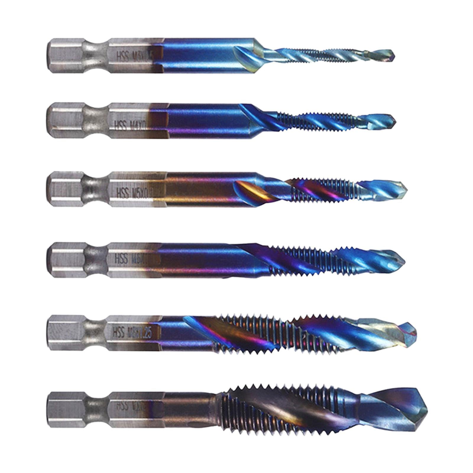 Ioensy - Broca De Combinación De Grifo De Taladro, Broca De Grifo En Espiral Hss Para Taladrar Y Roscar Largo, 6 Uds.