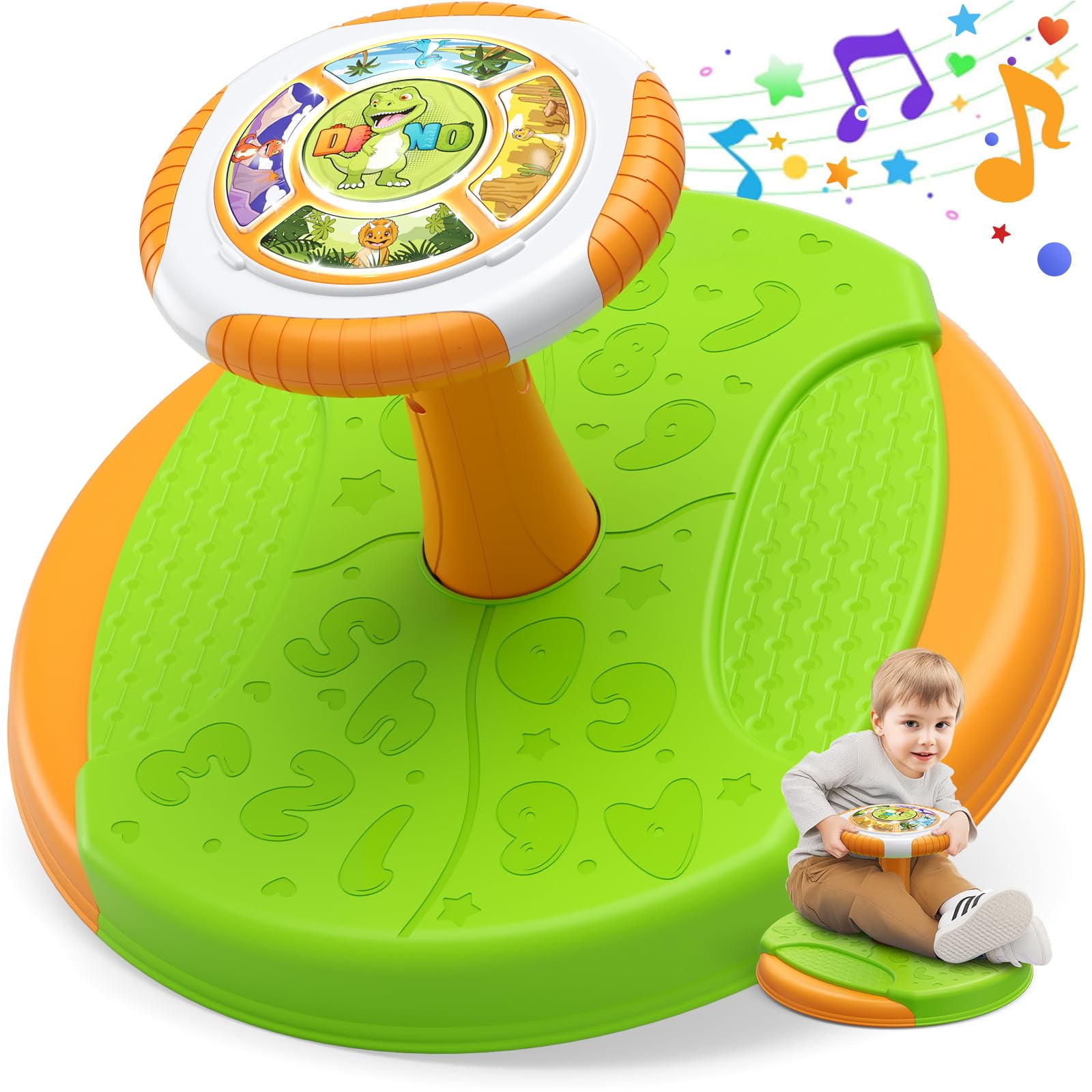 Juguete Para Niños Pequeños Sentarse Y Girar Hyes Dinosaurio Con Música Led