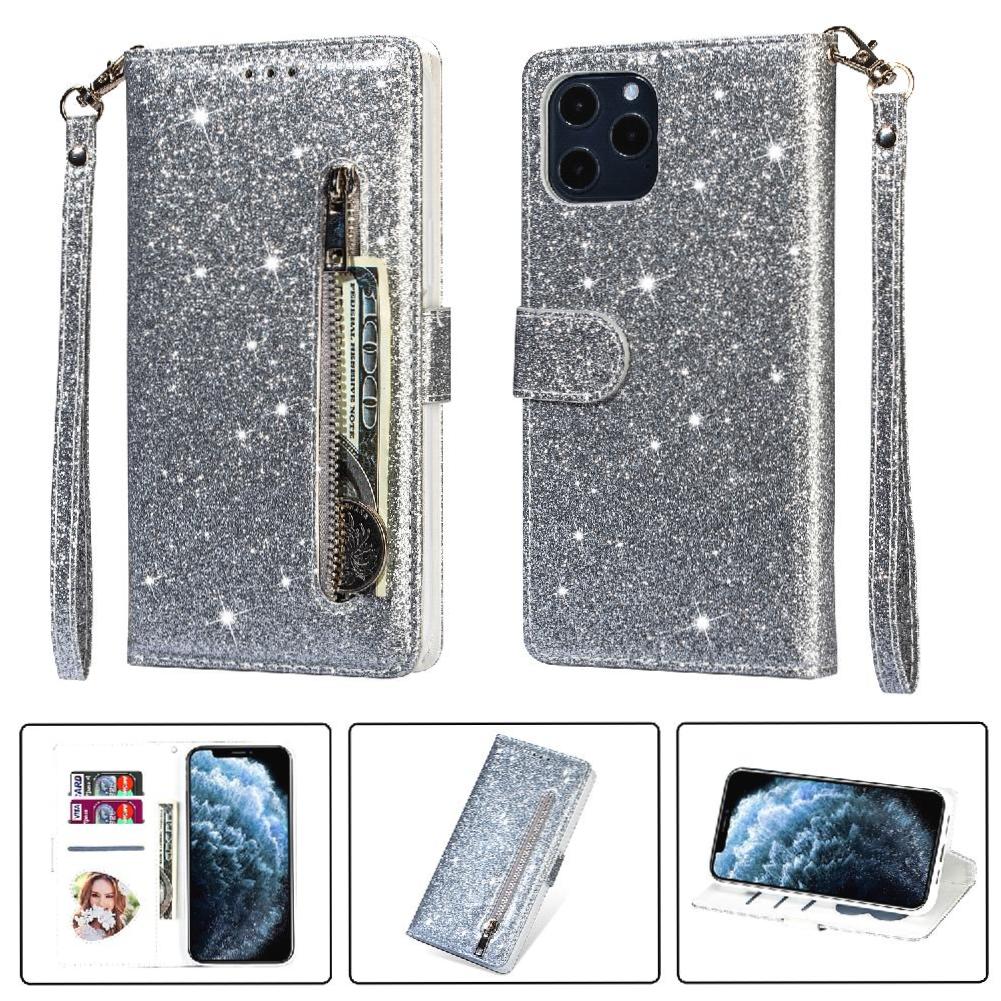 Foxdock - Funda Para Elegante Funda Iphone 12 Mini Glitter Con Cremallera-Ideal Para El Uso Diario