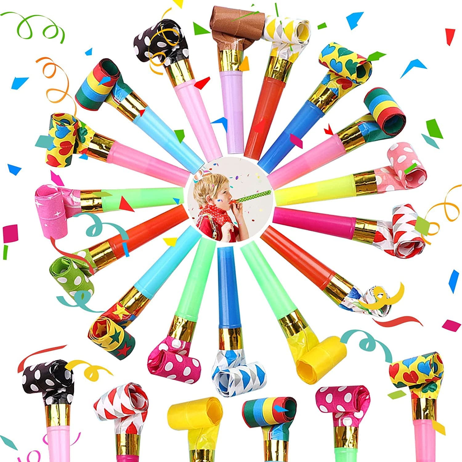Party Blowers Kongchan, 25 Unidades, Coloridos Emisores De Ruido Para Fiestas