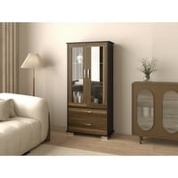 Tuhome - Vitrina Classic Color 2 Puertas 2 Cajones Caramelo Y Wengue