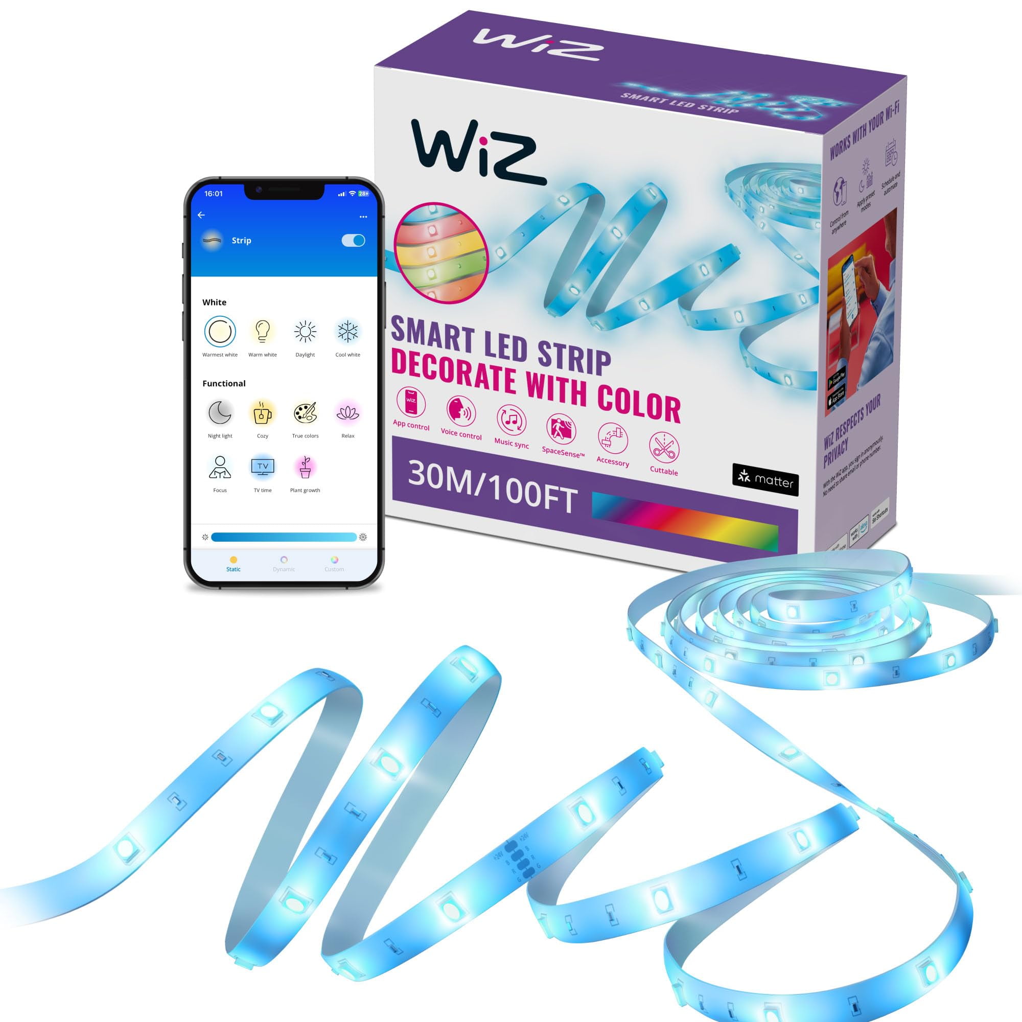 Wiz Connected - Tira De Luces Led Que Fluye Multicolor 30 M