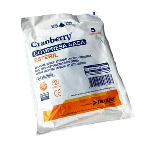 Cranberry - Compresa De Gasa, 45×45, Estéril Con Cinta Radiopaca (5 Unidades)