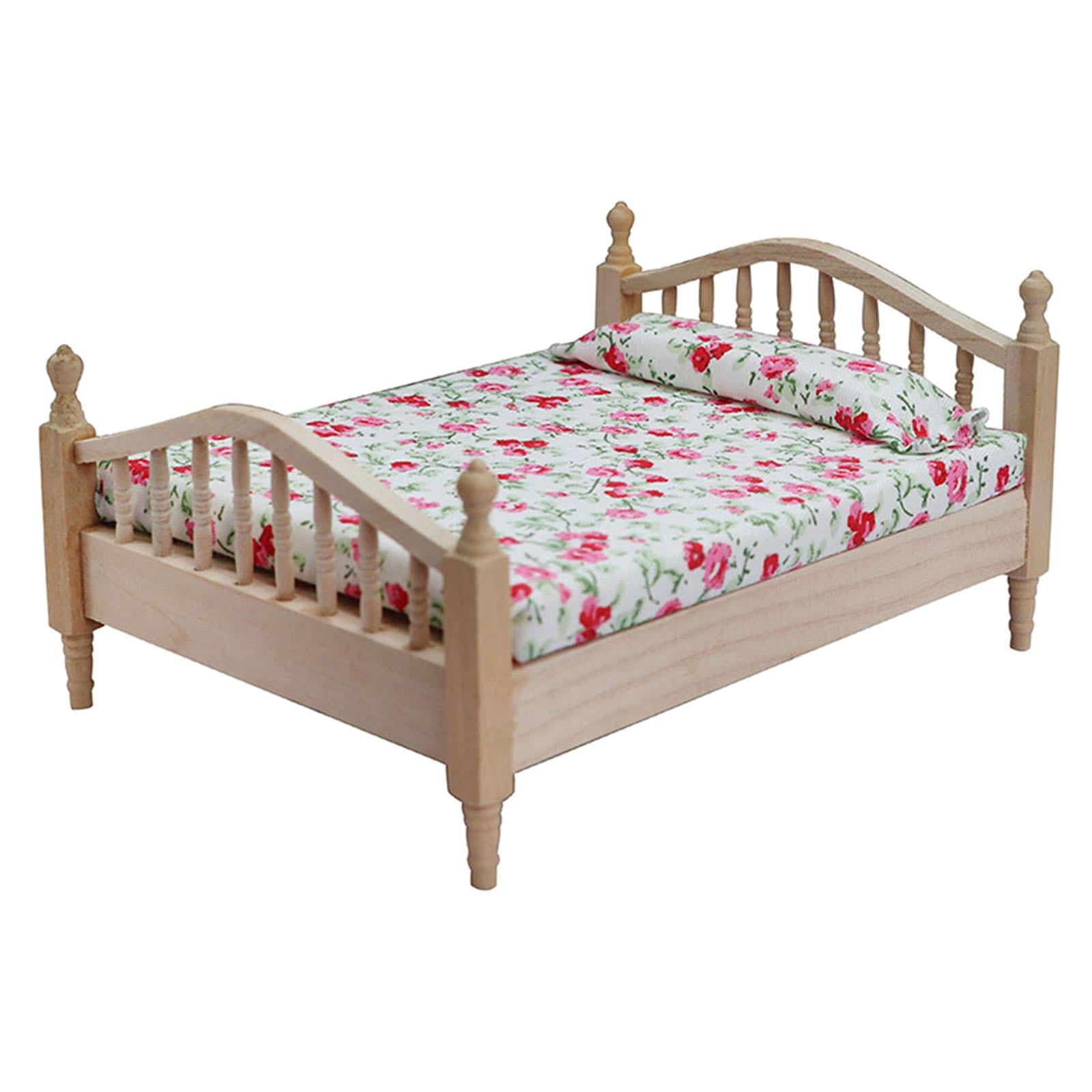 Bothyi - 1:12 Casa De Muñecas Mini Cama Doble Juguete Para Juego De Imitación Para Niños Pequeños Bebé