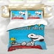 thumbnail image 5 of Snoopy Conjunto de sábanas temático, trío de piezas, cómodo y amigable con la piel, diseño único, regalo de decoración para el hogar para familiares, amigos y fans,173X218cm, 5 of 6