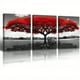 thumbnail image 1 of 4pcs, Set Of 4 Wall Decor Living Room Red Tree Black White And Red Nature Trees Scenery Paintings Pictures Wall Art Modern Home Bedroom Bathroom Wall Decorations Canvas Prints No Frame, Home Decor,, 1 of 4