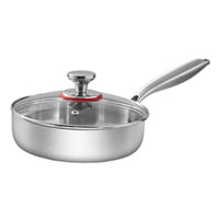 Magideal - Sartén De Acero Inoxidable Con Tapa De Vidrio, Utensilios De Cocina, Regalos De Gadgets Versátiles, Sartén Portátil Con Asa, Sartén Para Cocinar En Ca Diámetro 24 Cm