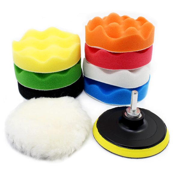 Kit de almohadillas de pulido OCR, 10 unidades, esponja y lana de 10 cm con adaptador