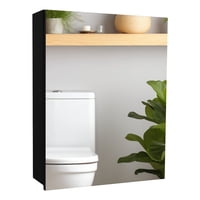 Fm Furniture - Mueble Botiquin De Baño 50.5X40X12.2 Cm Negro
